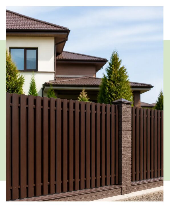 Забор из евроштакетника коричневый в Анжере-Судженске по цене от 2257 р. | ЗаборЭксеперт-Нжр